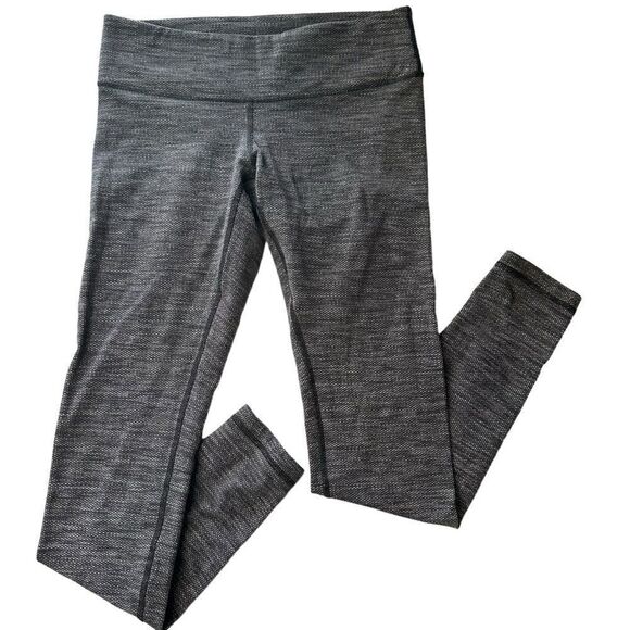 Lululemon Knit Herringbone Wunder Under full length black gray Leggings 6 - Picture 3 of 11